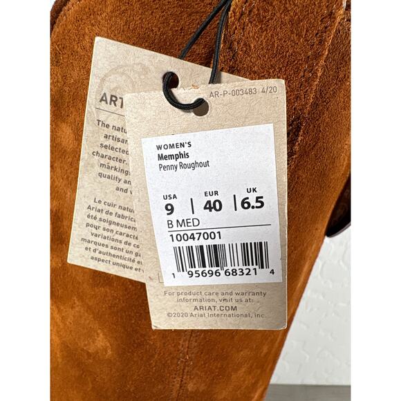 Ariat Memphis Womens 9B Tall 13” Suede Western Boots Square Toe - Penny Roughout - Picture 6 of 9